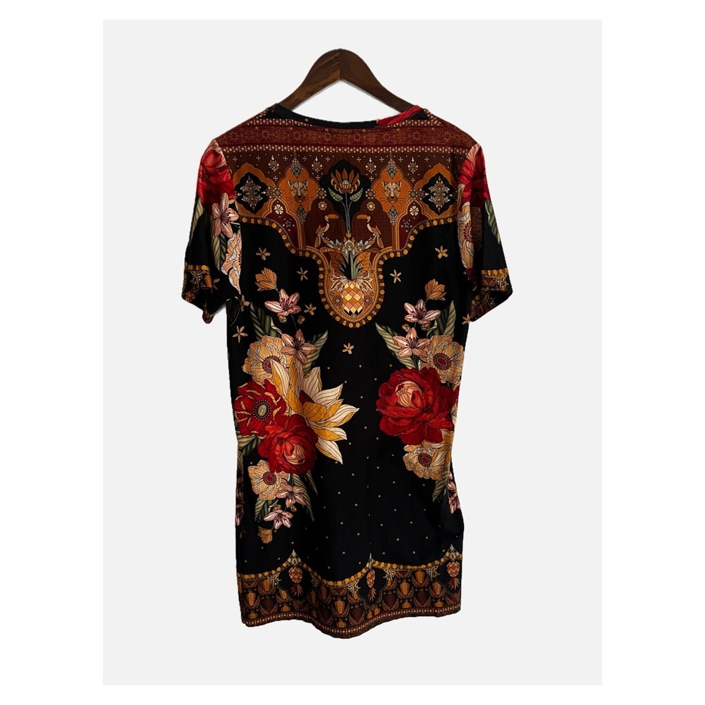 Farm Rio Floral Tropical Short Sleeve T-Shirt Mini Dress Black Medium - Picture 3 of 7